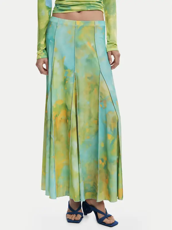 Desigual Desigual Maxi suknja Desvanecer 25WWFK06 Zelena Regular Fit