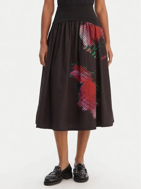 Desigual Desigual Midi suknja 26SWFW02 Crna Regular Fit