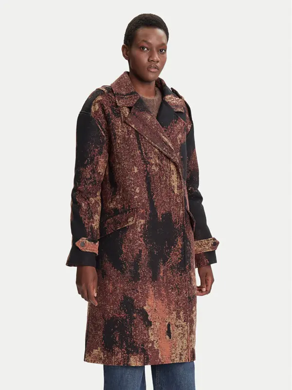 Desigual Desigual Prijelazni kaput Brushed Lacroix 25WWEW05 Smeđa Loose Fit