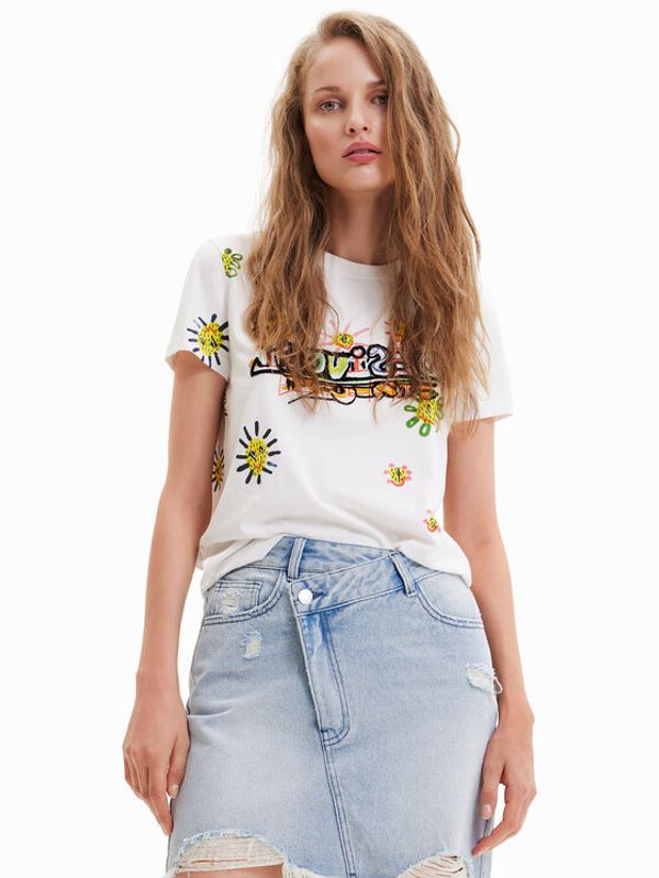 Desigual Desigual T-shirt 23SWTKAJ Bež Regular Fit