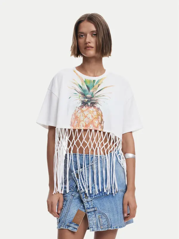 Desigual Desigual T-shirt 25SWTKAN Écru Regular Fit