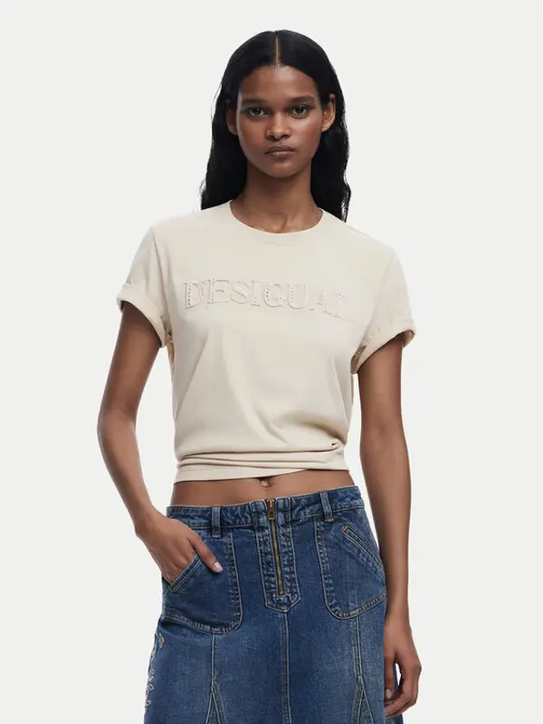 Desigual Desigual T-shirt Brandy 25SWTK17 Écru Regular Fit