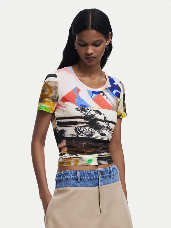 Desigual Desigual T-shirt Collage 25SWTK14 Šarena Regular Fit