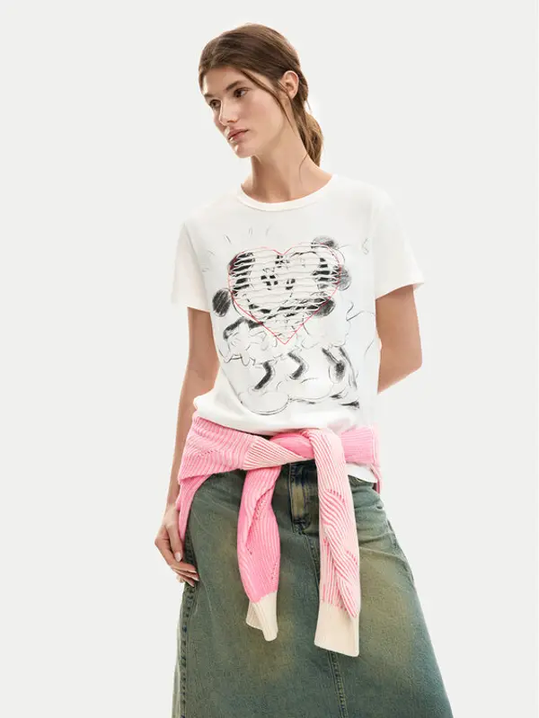 Desigual Desigual T-shirt Core Mickey 26SWTK42 Bijela Regular Fit