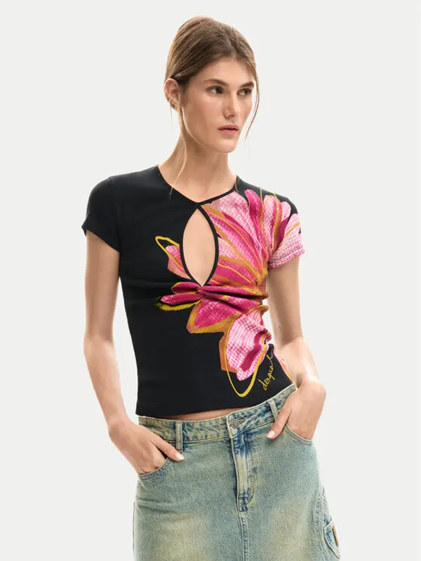 Desigual Desigual T-shirt Dublin 26SWTK05 Crna Regular Fit