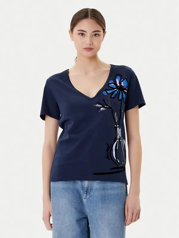 Desigual Desigual T-shirt Dumas 25WWTK28 Tamnoplava Regular Fit