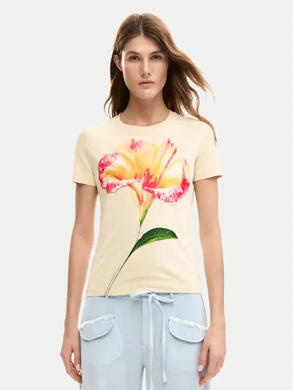 Desigual Desigual T-shirt Estocolmo 26SWTK03 Bež Regular Fit