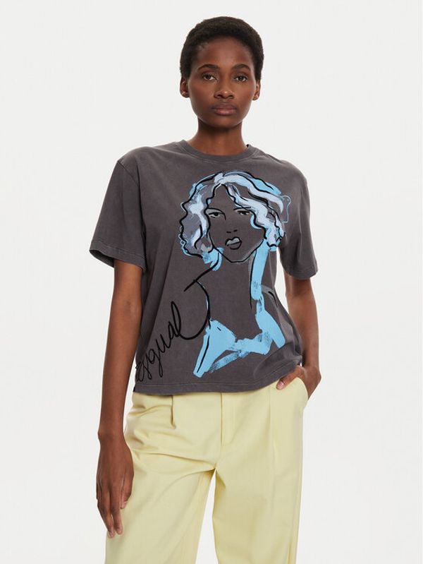 Desigual Desigual T-shirt Faced 24WWTK65 Siva Regular Fit