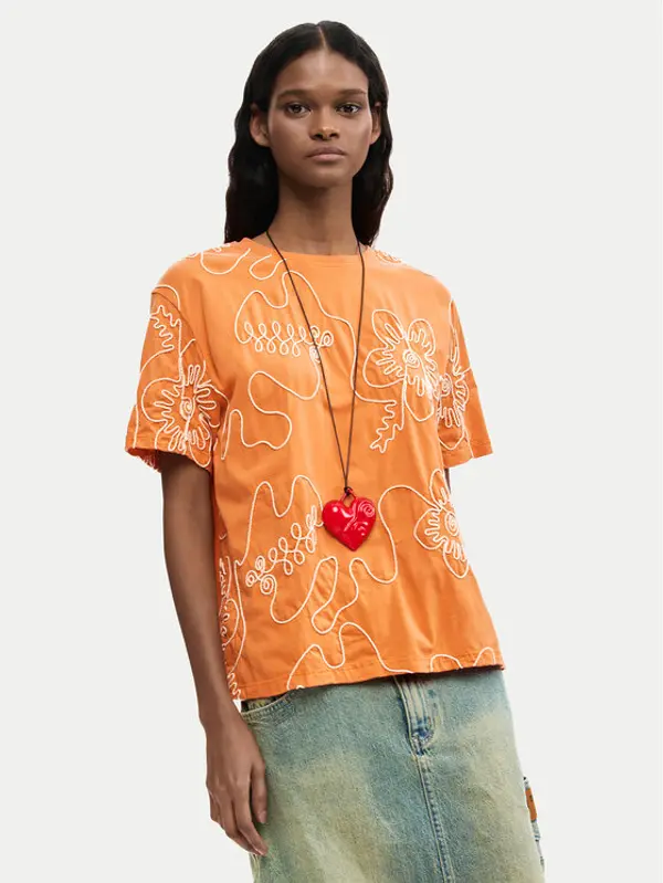 Desigual Desigual T-shirt Genova 26SWTK48 Narančasta Regular Fit