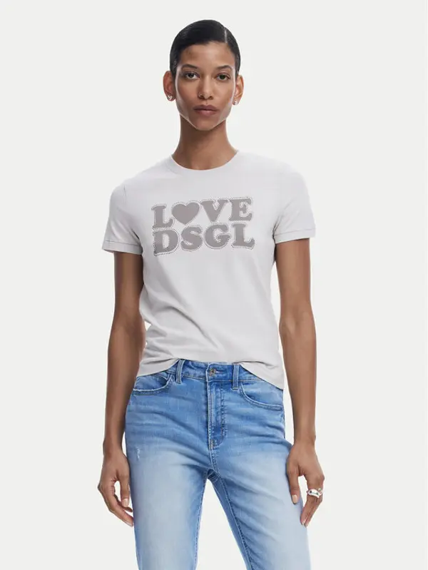 Desigual Desigual T-shirt Love Dsgl 25SWTK10 Siva Regular Fit