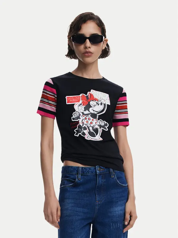 Desigual Desigual T-shirt Minnie 25SWTK39 Crna Slim Fit