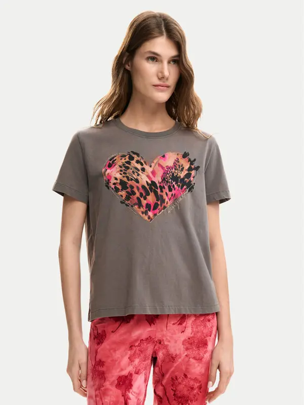 Desigual Desigual T-shirt Tiger 26SWTK53 Siva Regular Fit