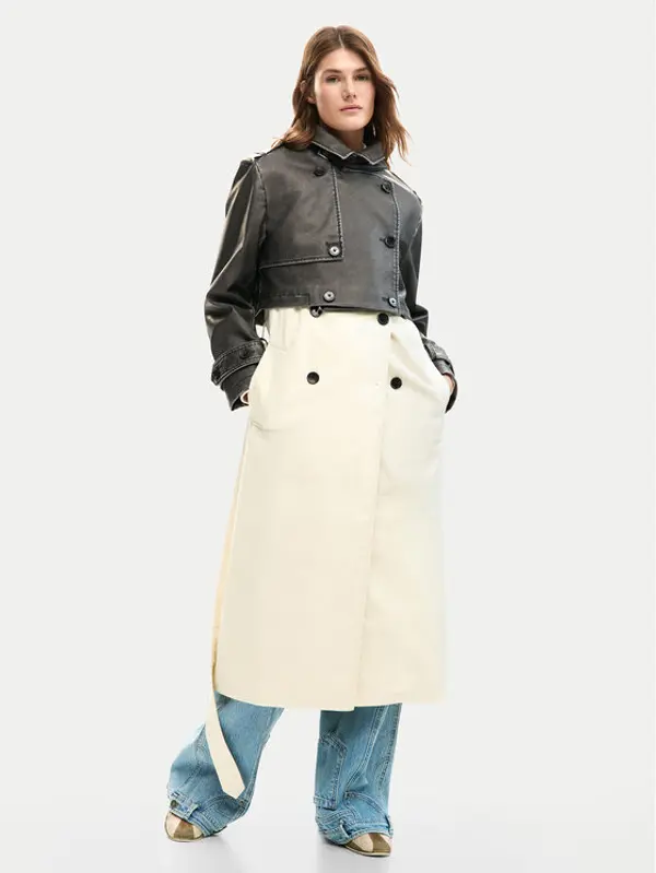 Desigual Desigual Trench Duolo 26SWEW34 Écru Regular Fit