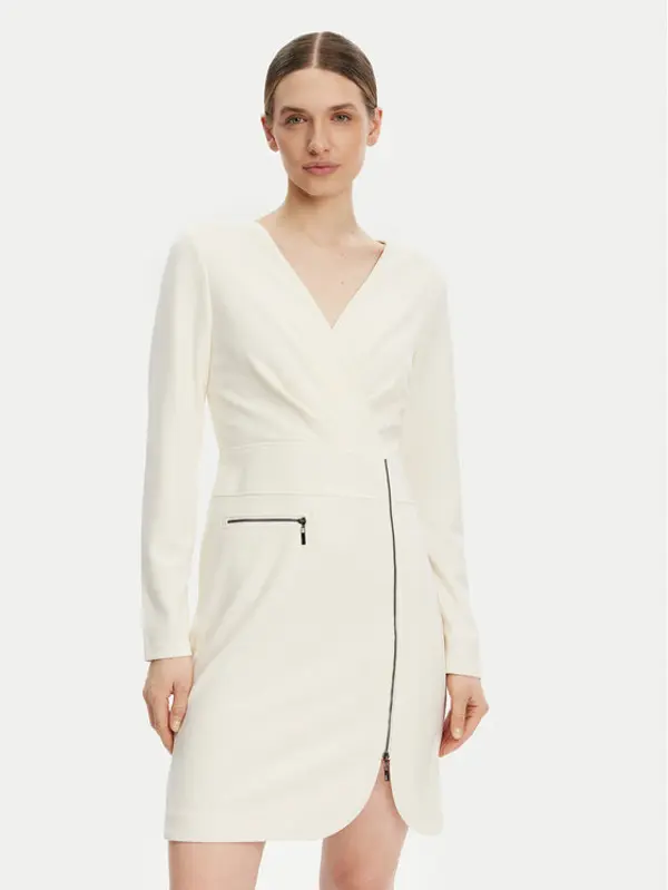 DKNY DKNY Koktel haljina DD4JI62A Écru Slim Fit