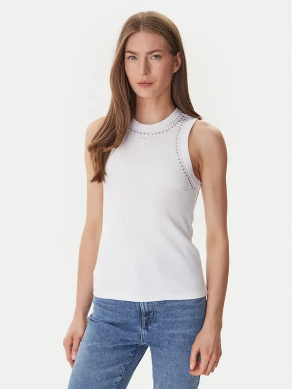 DKNY DKNY Top DJ5T1694 Bijela Slim Fit