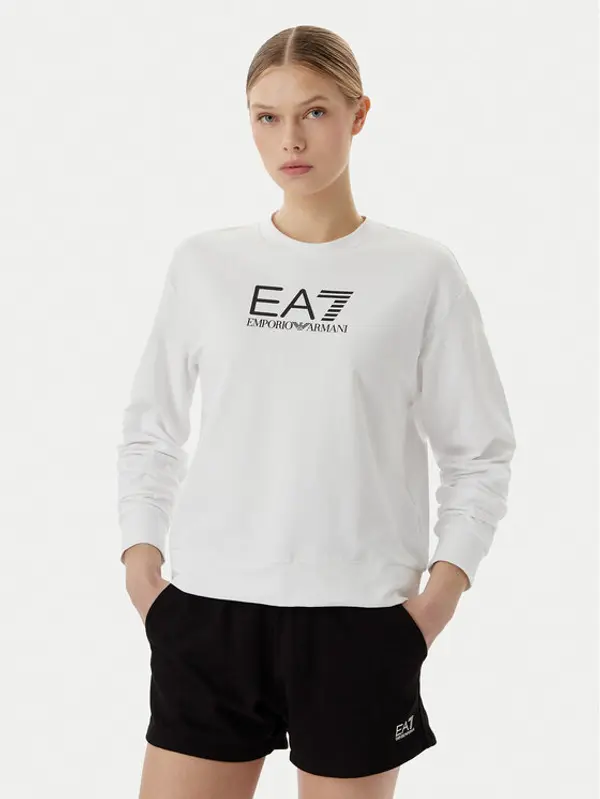 EA7 Emporio Armani EA7 Emporio Armani Set gornji dio trenirke i sportski šortsevi 7W000974 AF13135 M0003 Bijela Regular Fit