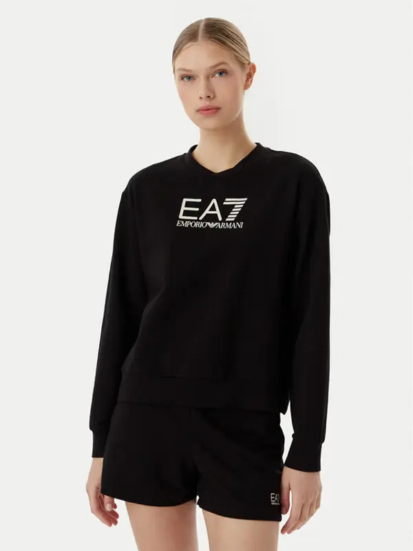 EA7 Emporio Armani EA7 Emporio Armani Set gornji dio trenirke i sportski šortsevi 7W000974 AF13135 UC001 Crna Regular Fit
