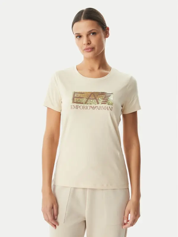 EA7 Emporio Armani EA7 Emporio Armani T-shirt 7W001093 AF10373 U1088 Bež Regular Fit
