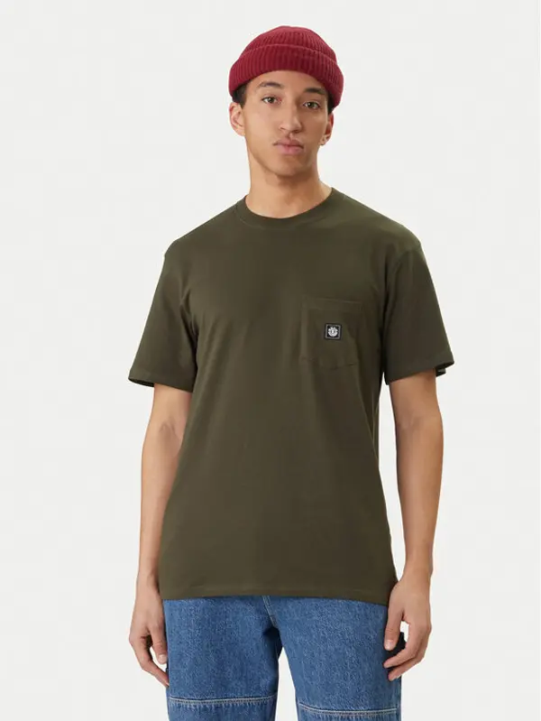 Element Element T-shirt Icon Label Pocket ELYKT00198 Zelena Regular Fit