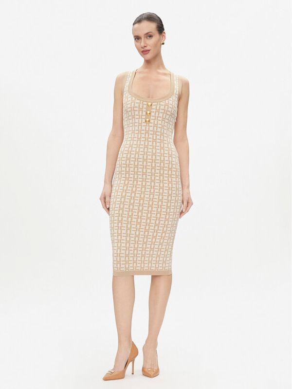 Elisabetta Franchi Elisabetta Franchi Džemper haljina AM-55Z-41E2-V460 Bež Slim Fit