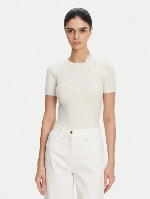 Elisabetta Franchi Elisabetta Franchi Džemper MK-55B-51E2 Bijela Slim Fit