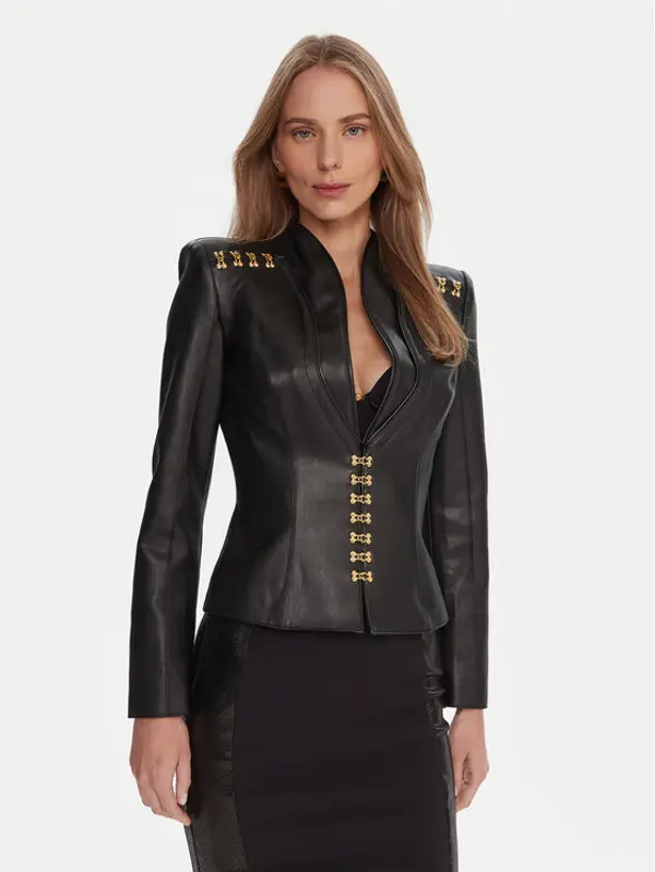 Elisabetta Franchi Elisabetta Franchi Jakna od imitacije kože GI-187-57E2-V680 Crna Slim Fit