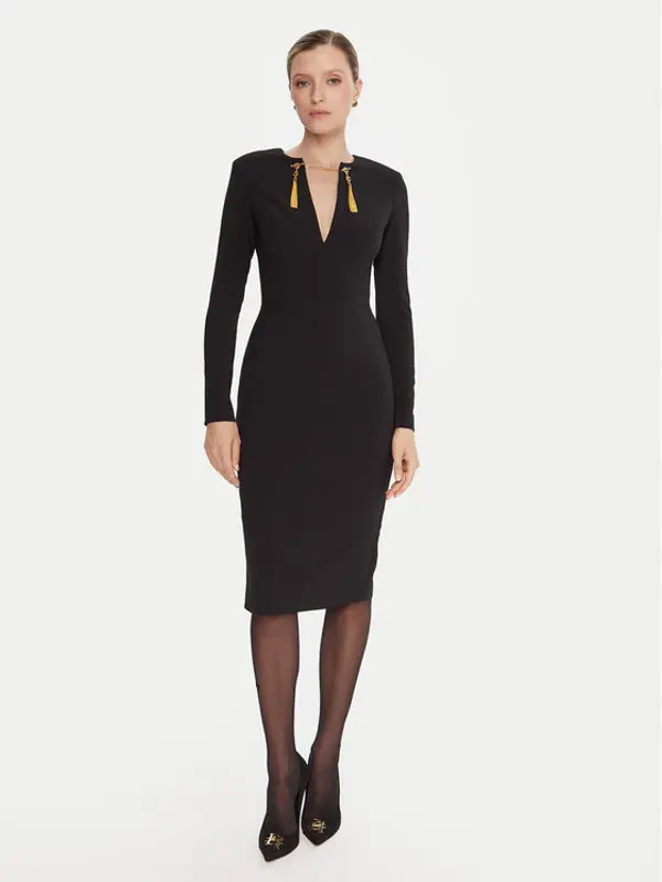 Elisabetta Franchi Elisabetta Franchi Koktel haljina AB-805-57E2-V460 Crna Slim Fit