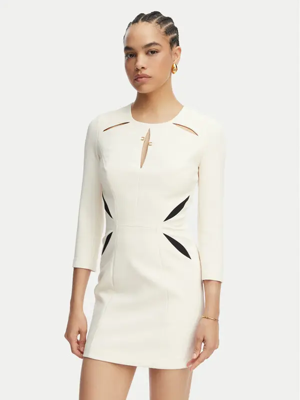 Elisabetta Franchi Elisabetta Franchi Koktel haljina AB-868-61E2-V390 Krem Slim Fit