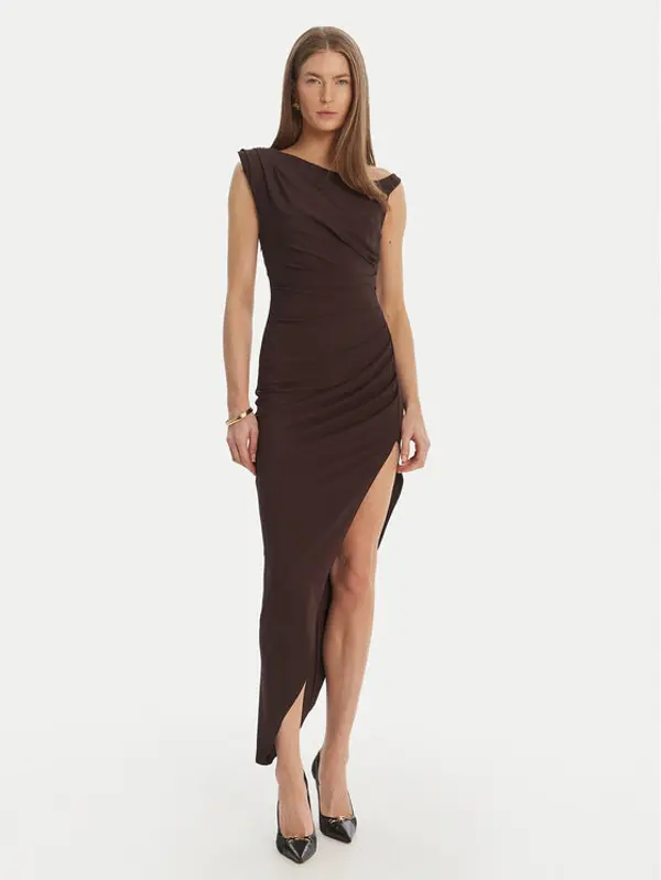 Elisabetta Franchi Elisabetta Franchi Koktel haljina AB-906-61E2-450 Smeđa Regular Fit