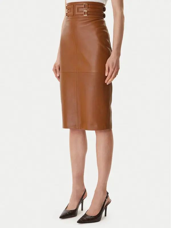 Elisabetta Franchi Elisabetta Franchi Kožna suknja GP-09Z-61E2-V890 Smeđa Regular Fit