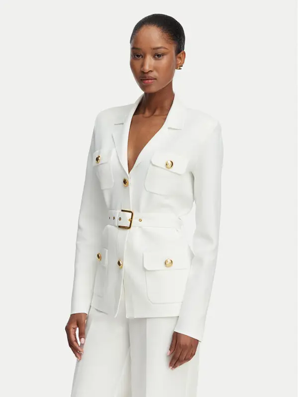 Elisabetta Franchi Elisabetta Franchi Sakoi MK-10B-62E2-V600 Krem Slim Fit