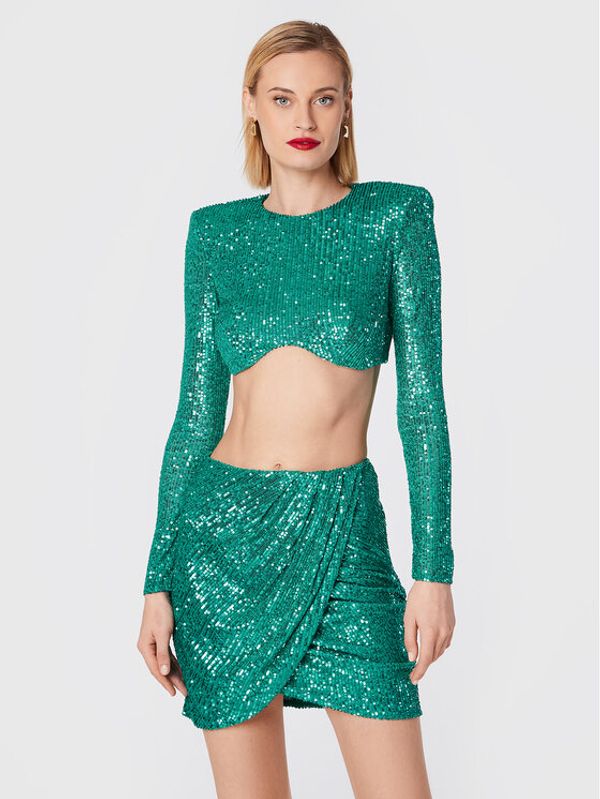 Elisabetta Franchi Elisabetta Franchi Set majica dugih rukava i hlače TG-002-27E2-V500 Zelena Slim Fit