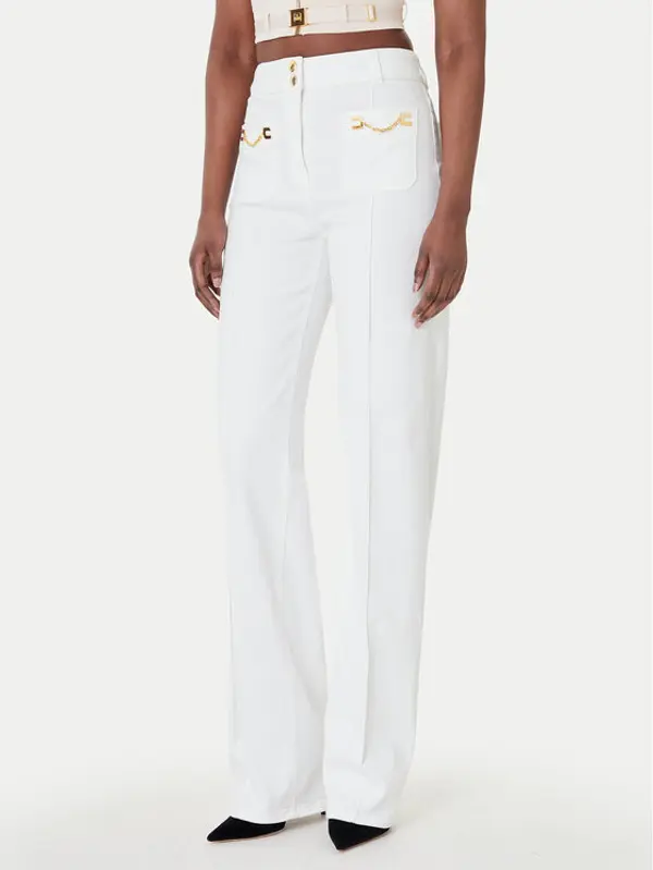 Elisabetta Franchi Elisabetta Franchi Traperice PJ-25D-61E2 Bijela Regular Fit