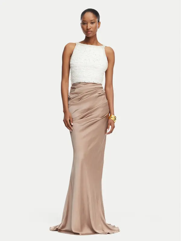 Elisabetta Franchi Elisabetta Franchi Večernja haljina AB-R17-62E2-V800 Svijetlo smeđa Slim Fit