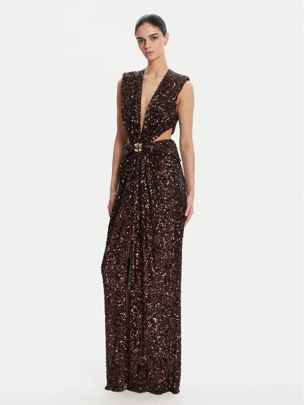 Elisabetta Franchi Elisabetta Franchi Večernja haljina ABR4852E2 644 Smeđa Regular Fit
