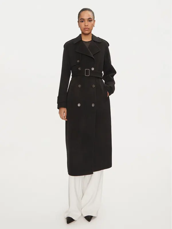 Elisabetta Franchi Elisabetta Franchi Vuneni kaput CP-57D-46E2 Crna Regular Fit