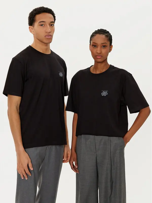 Filling Pieces Filling Pieces T-shirt Unisex Embroidered Knot 7449986 Crna Regular Fit