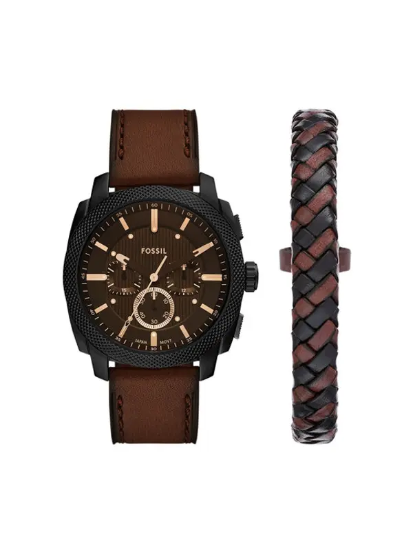 Fossil Fossil Set sata i narukvice Machine Chronograph FS6102SET Smeđa