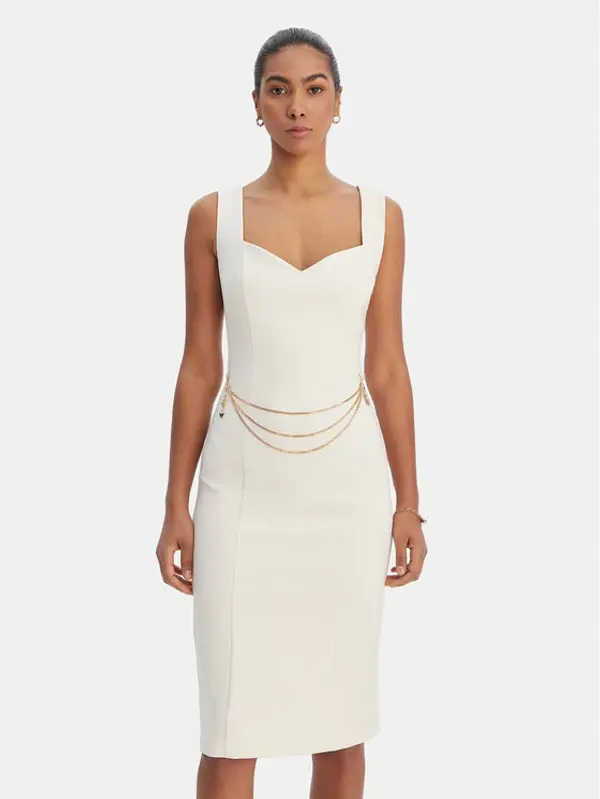 Fracomina Fracomina Koktel haljina FR26SD2017W42901 Écru Slim Fit
