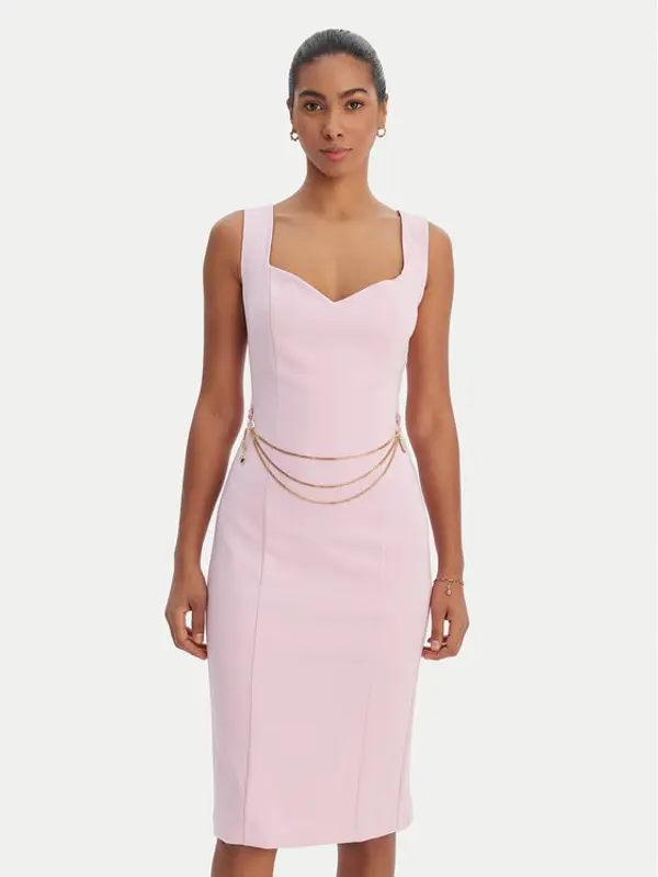 Fracomina Fracomina Koktel haljina FR26SD2017W42901 Ružičasta Slim Fit