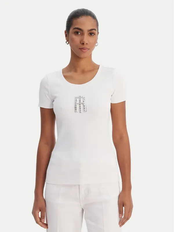 Fracomina Fracomina T-shirt FP26ST3001J42701 Bijela Slim Fit
