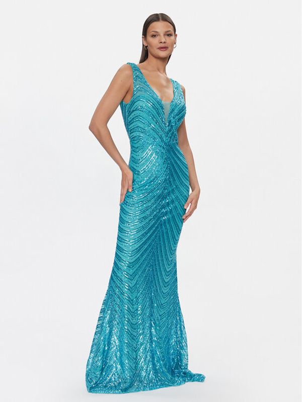 Fracomina Fracomina Večernja haljina FQ24SD3029W66701 Tirkizna Slim Fit