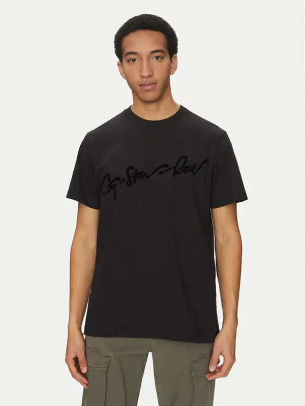 G-Star Raw G-Star Raw T-shirt Floock G-Script D25148-C784 Crna Regular Fit