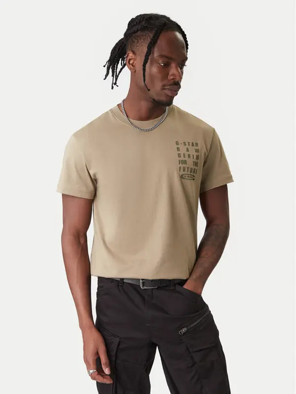 G-Star Raw G-Star Raw T-shirt Text Chest D25968-C506 6057 Zelena Regular Fit