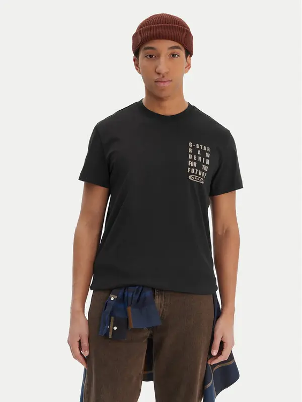 G-Star Raw G-Star Raw T-shirt Text Chest D25968-C506 Crna Regular Fit