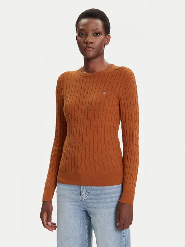 Gant Gant Džemper 4800100 Smeđa Slim Fit