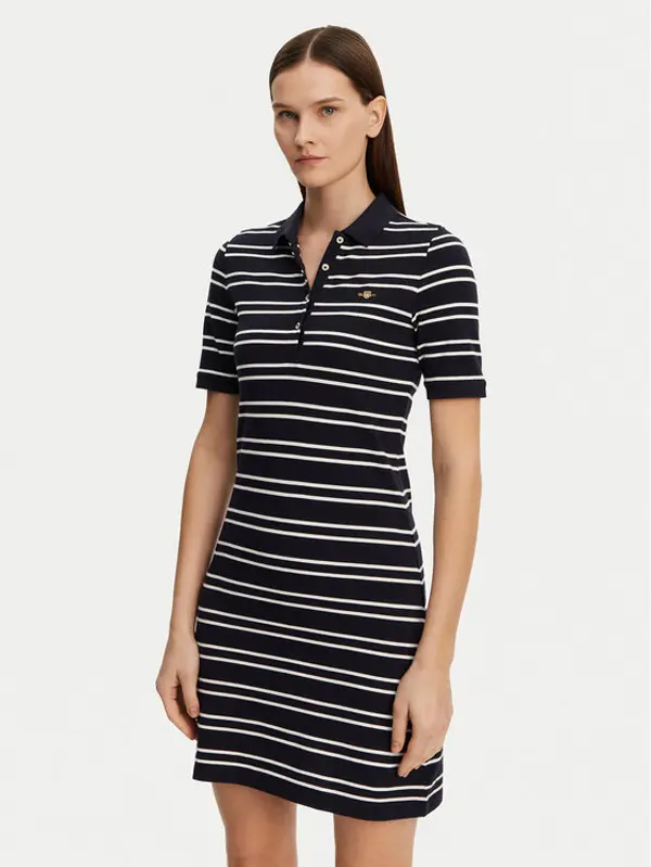 Gant Gant Haljina za svaki dan Striped Shield 4200571 Tamnoplava Slim Fit