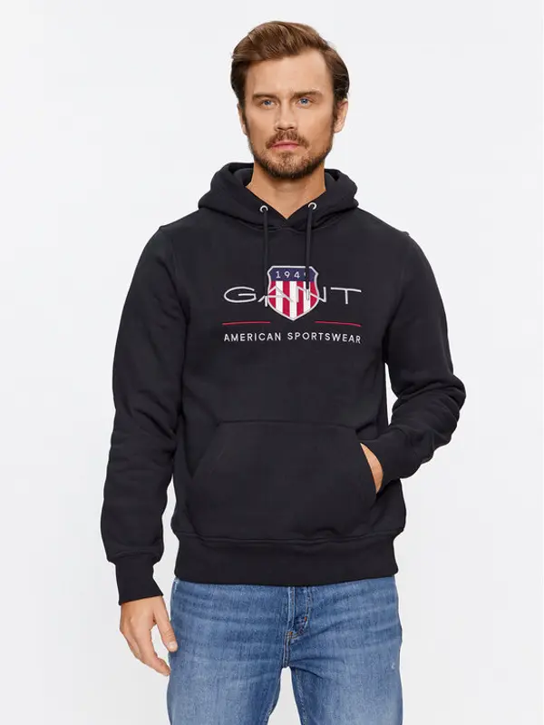 Gant Gant Majica dugih rukava Archive Shield 2047082 Crna Regular Fit
