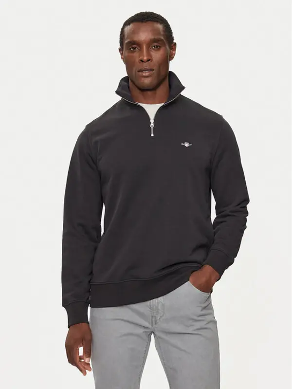 Gant Gant Majica dugih rukava Reg Shield Half Zip Sweat 2008005 Crna Regular Fit