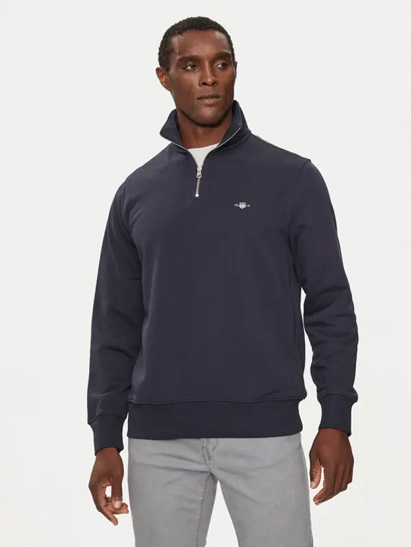 Gant Gant Majica dugih rukava Reg Shield Half Zip Sweat 2008005 Tamnoplava Regular Fit